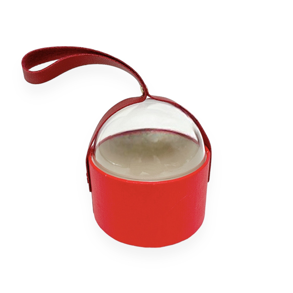 Cutie Tip Dome cu Capac din Acril si Funda Piele - Rosu