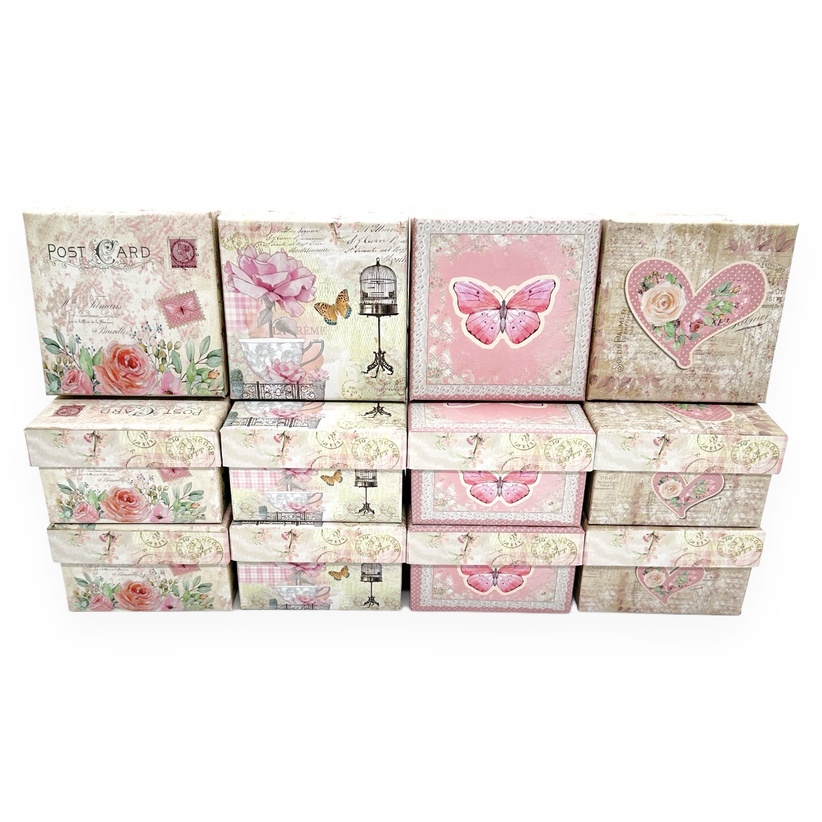 Set 12 cutii mici patrate modele mixte Fluture