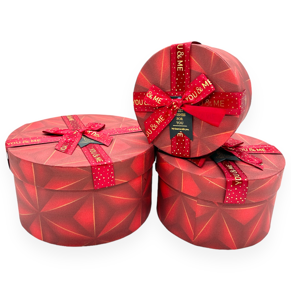 Set 3 cutii rotunde You and Me Rosu Grena