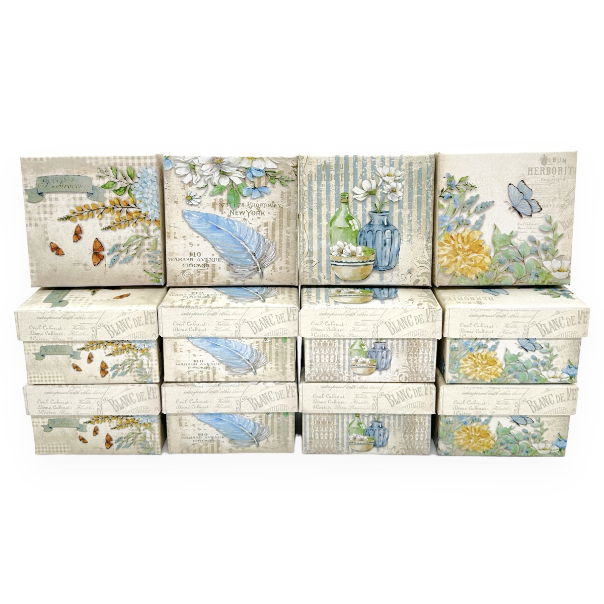 Set 12 cutii mici patrate modele mixte Pana