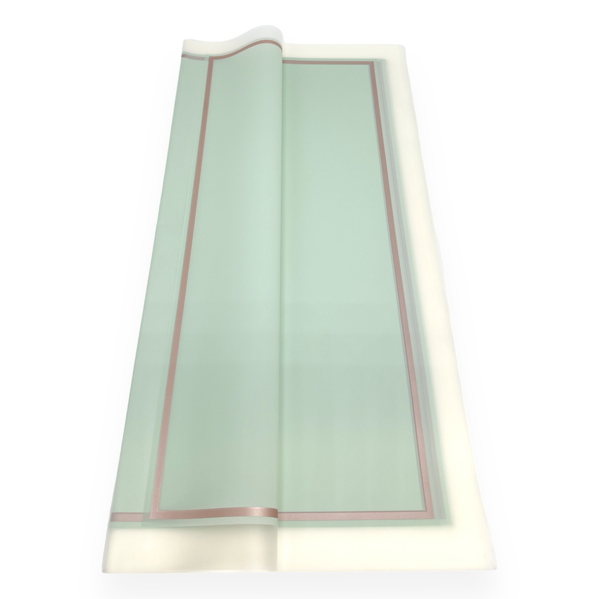 Celofan semitransparent bordura alb mint