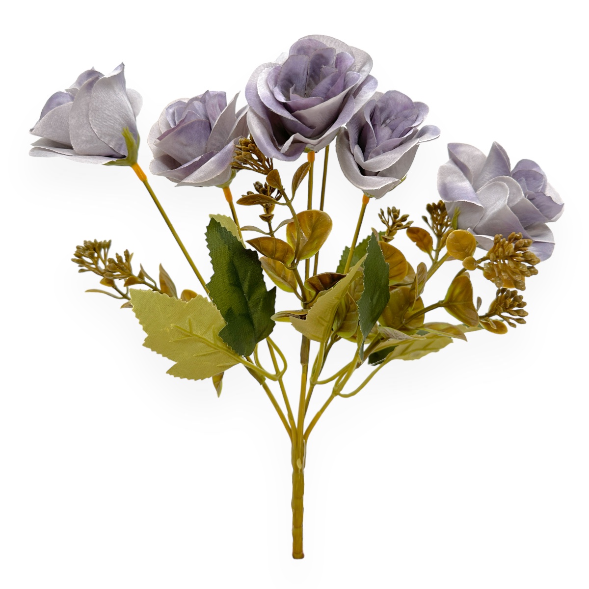 Buchet Artificial 6 Fire Trandafir Queen Mauve