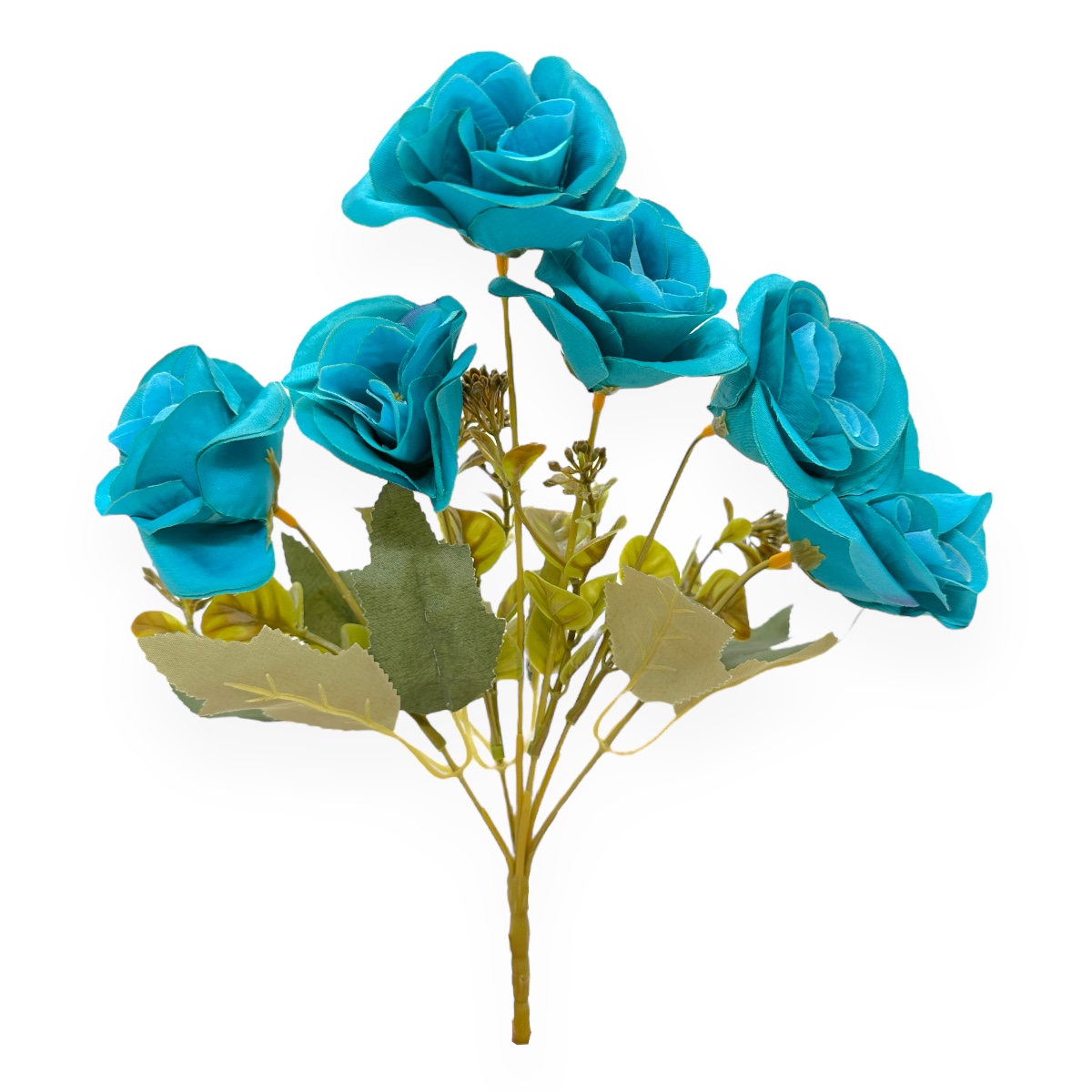 Buchet Artificial 6 Fire Trandafir Queen Turquoise