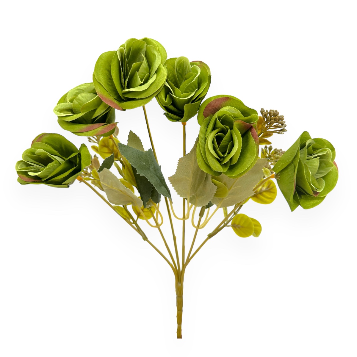 Buchet Artificial 6 Fire Trandafir Queen Verde