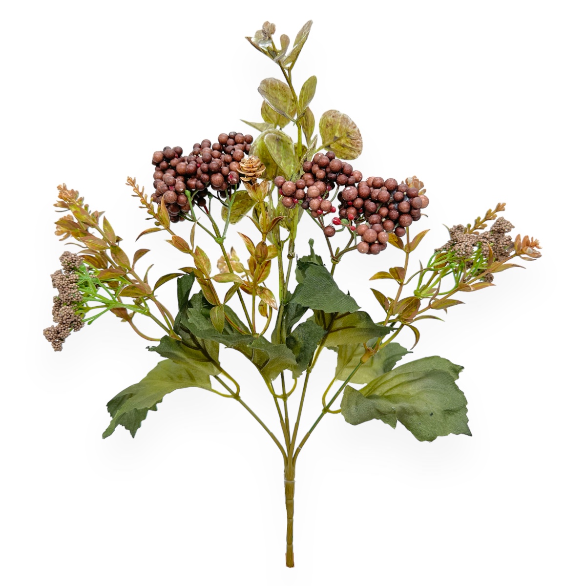 Buchet Artificial 5 Fire Bobite cu Verdeata Ciocolatiu