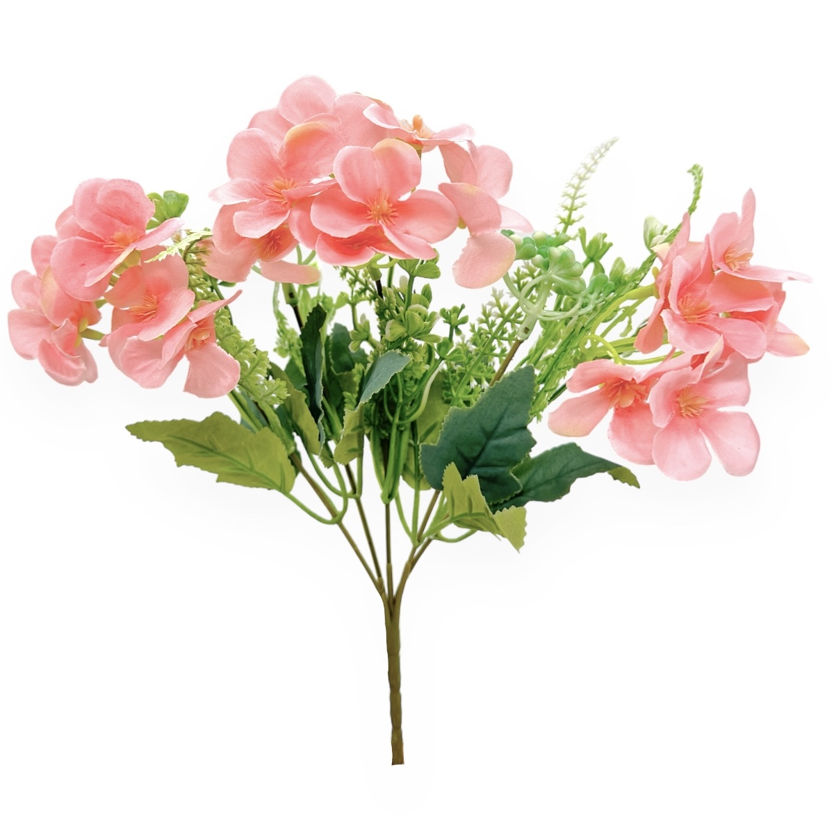 Buchet Artificial 5 Fire Hortensie si Verdeata Roze
