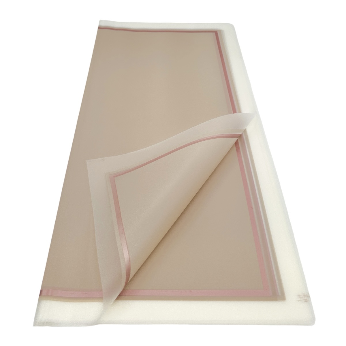 Celofan semitransparent bordura roze cu cappuccino