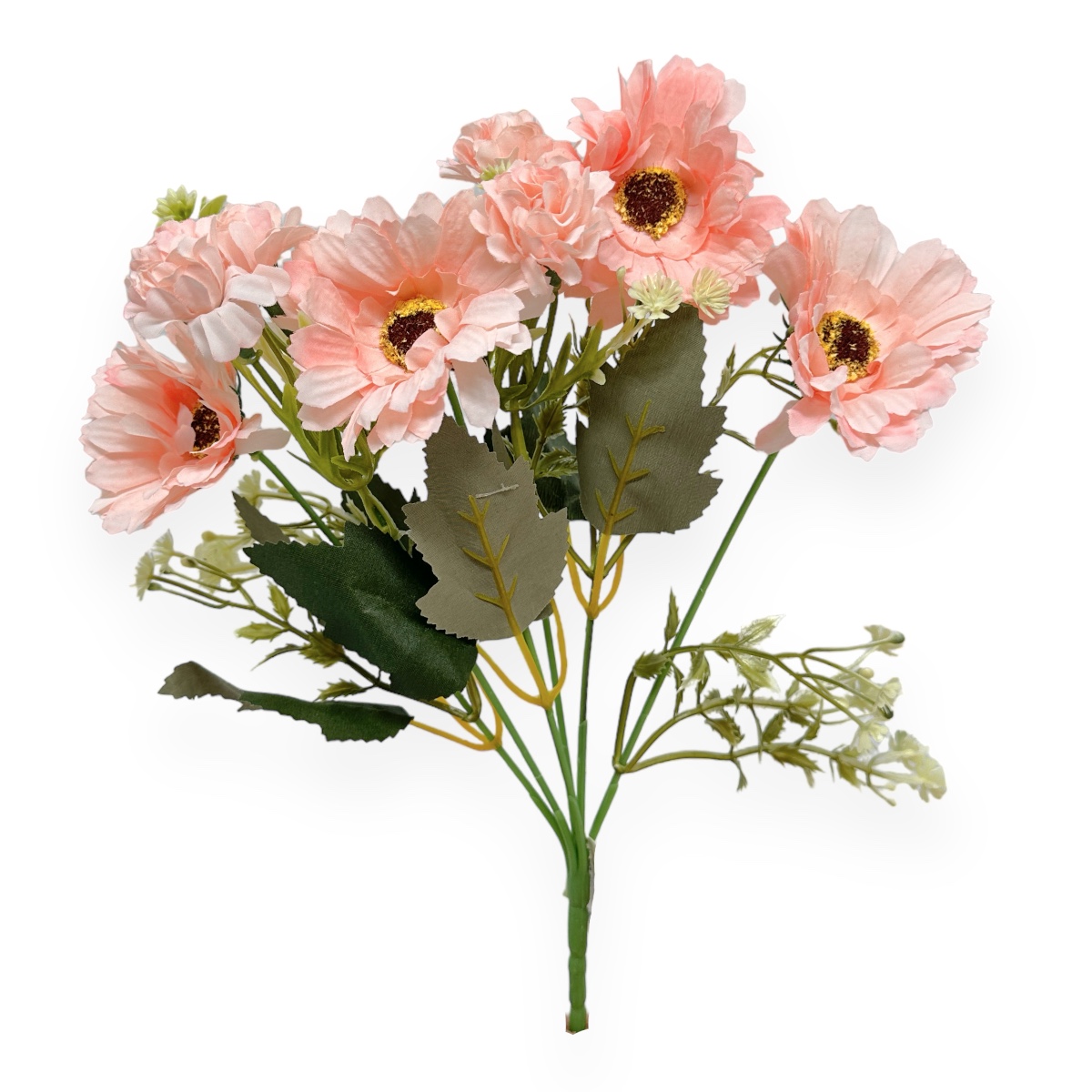 Buchet Artificial 6 Fire Margarete si Mini Crizanteme Roz Pal