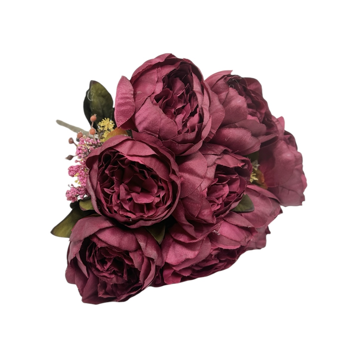 Buchet 12 fire artificiale Bujori Mari cu frunze si muguri Grena