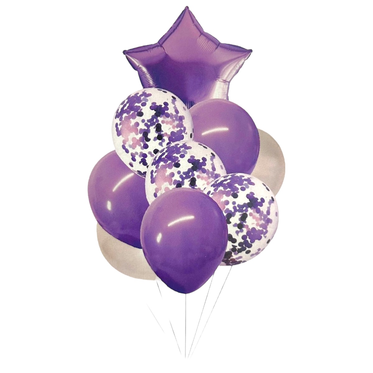 Set 9 baloane Aniversare ALB/VIOLET
