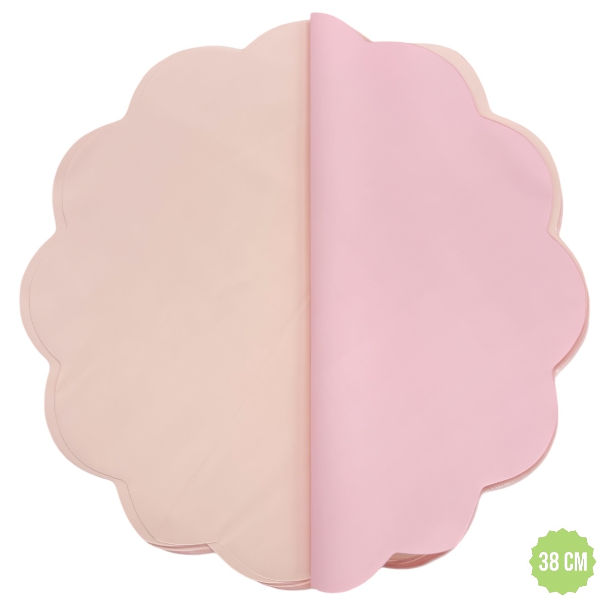 Celofan Rotund Cerat doua Fete 38CM roz pal cu roz