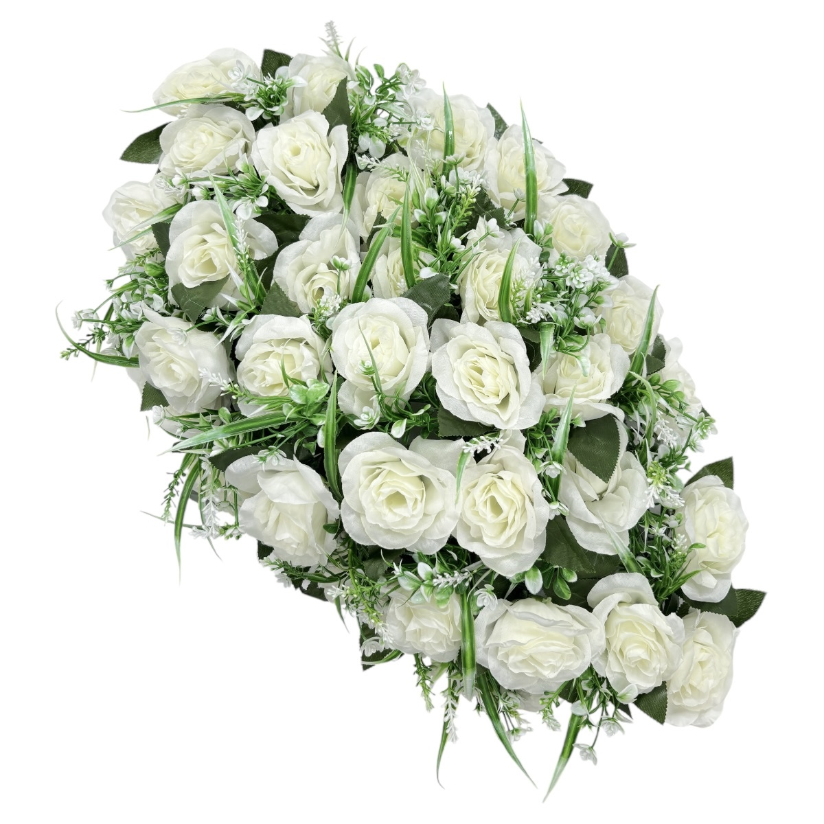 Coroana Funerara Artificiala Tip Jerba Cu Trandafiri Albi