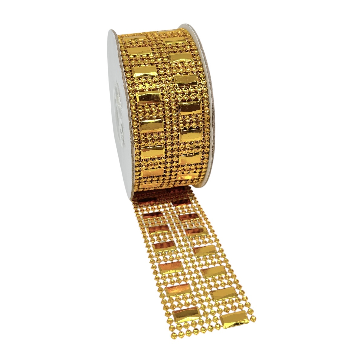 Rola strasuri flexibila 4cm x 4m cu Model Dreptunghi Auriu