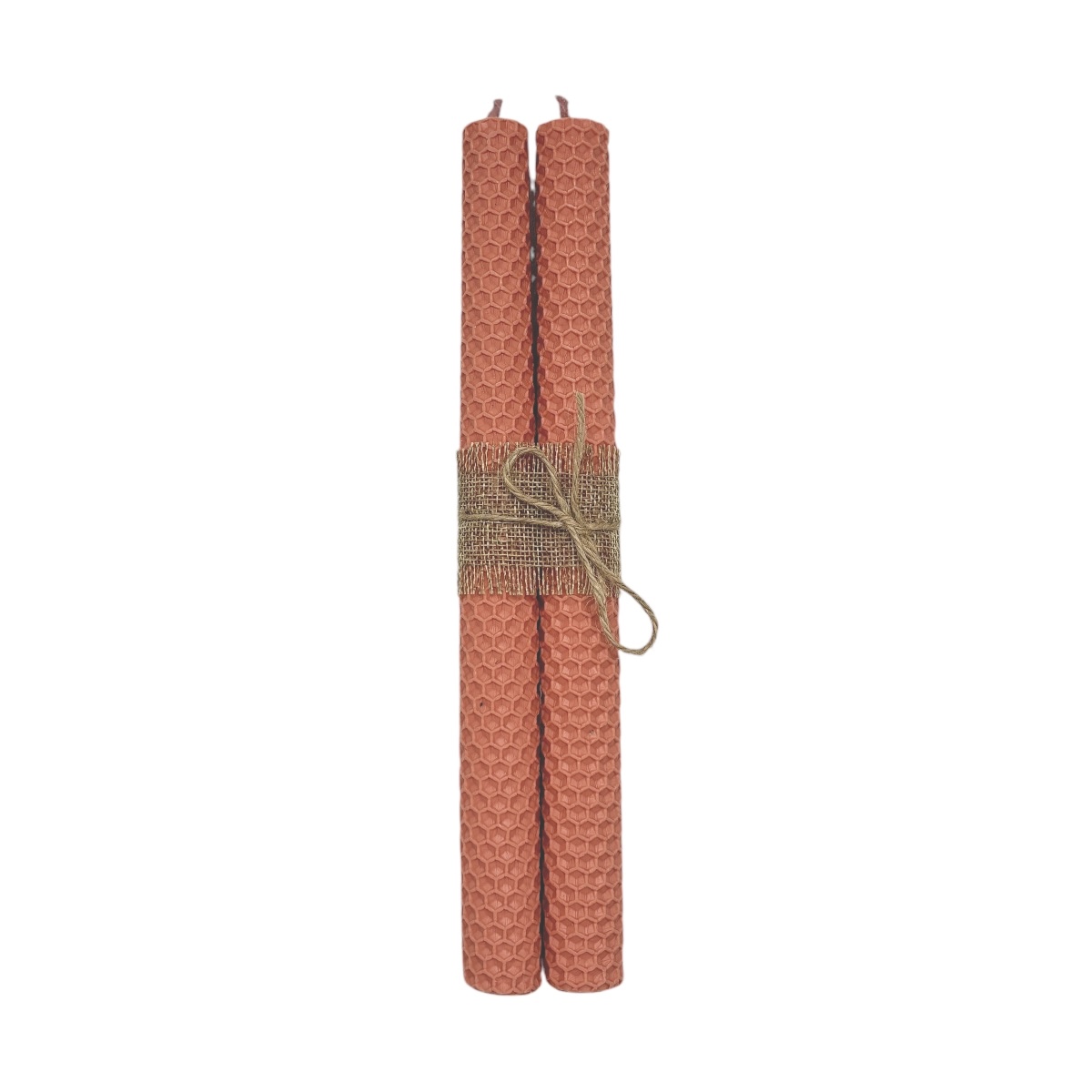 Set 2 lumanari sfesnic ceara naturala marturie 26x2.4cm somon deschis