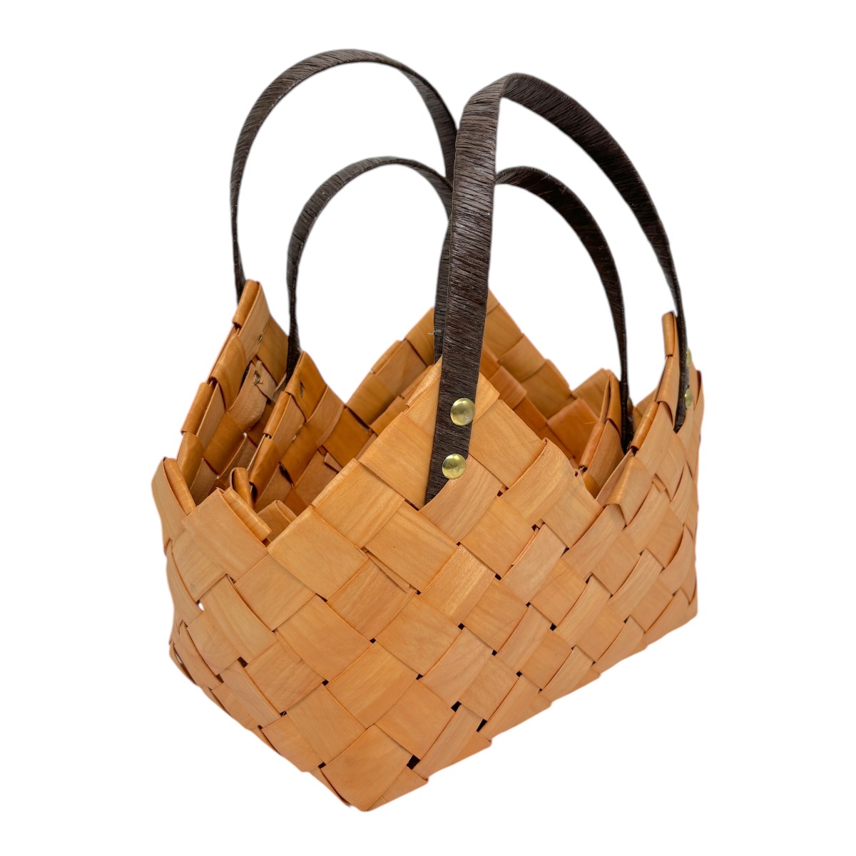 Cos Set 2 Poseta bambus Vintage cu maner maro inchis 20-142