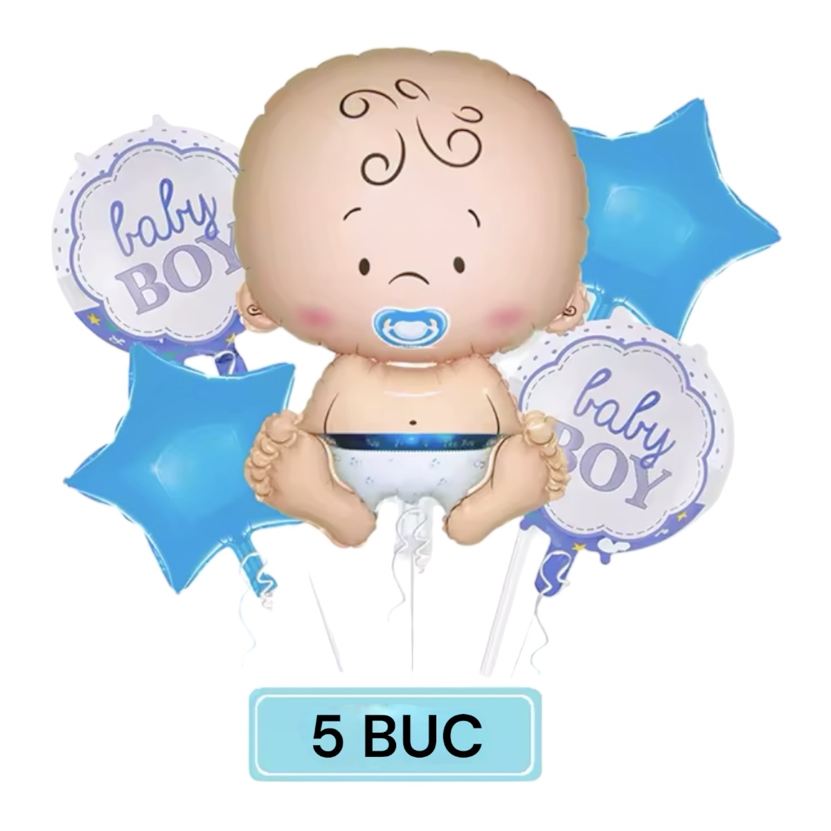 Set 5 baloane metalizate Baby boy bleo