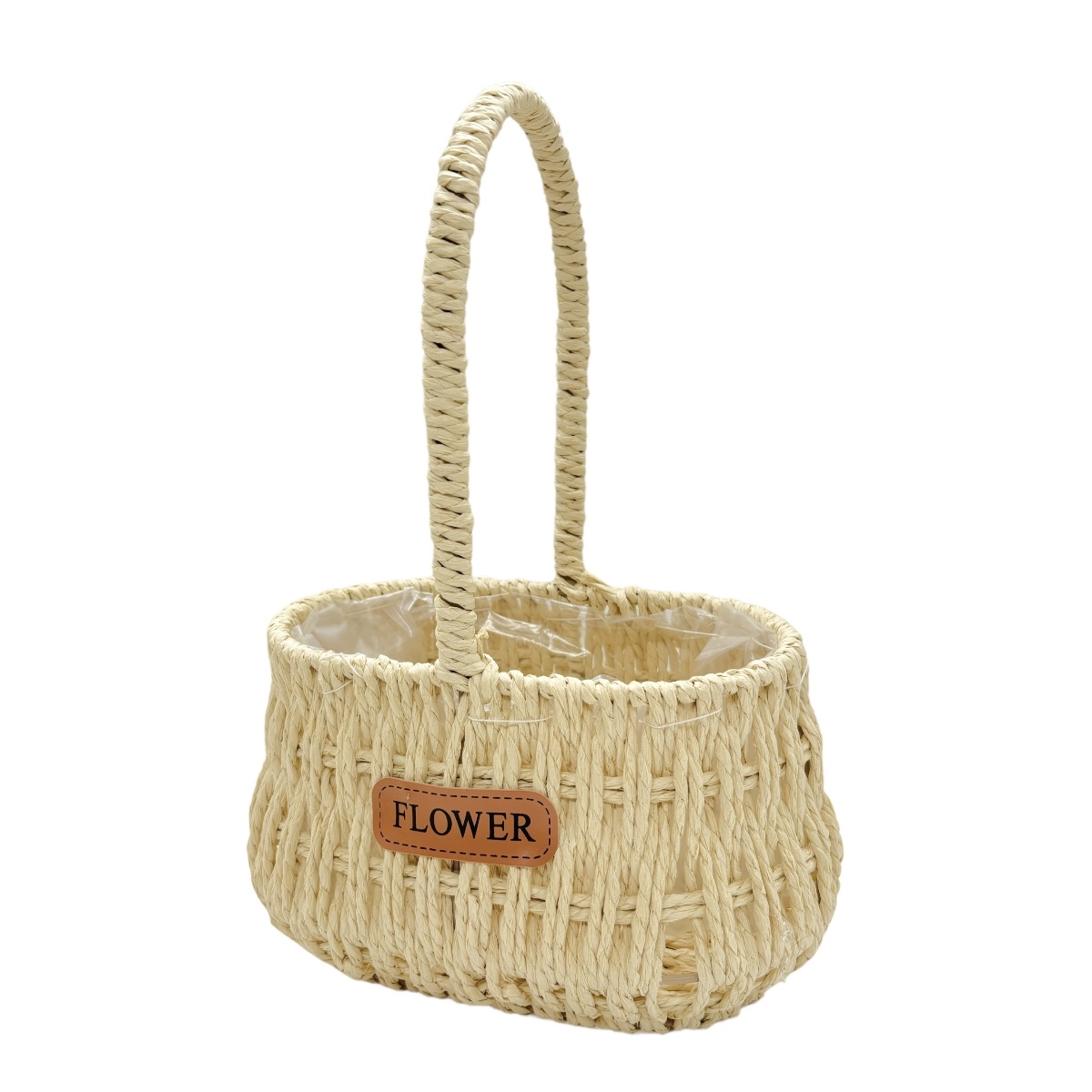 Cos Oval din Funie Flower - Beige