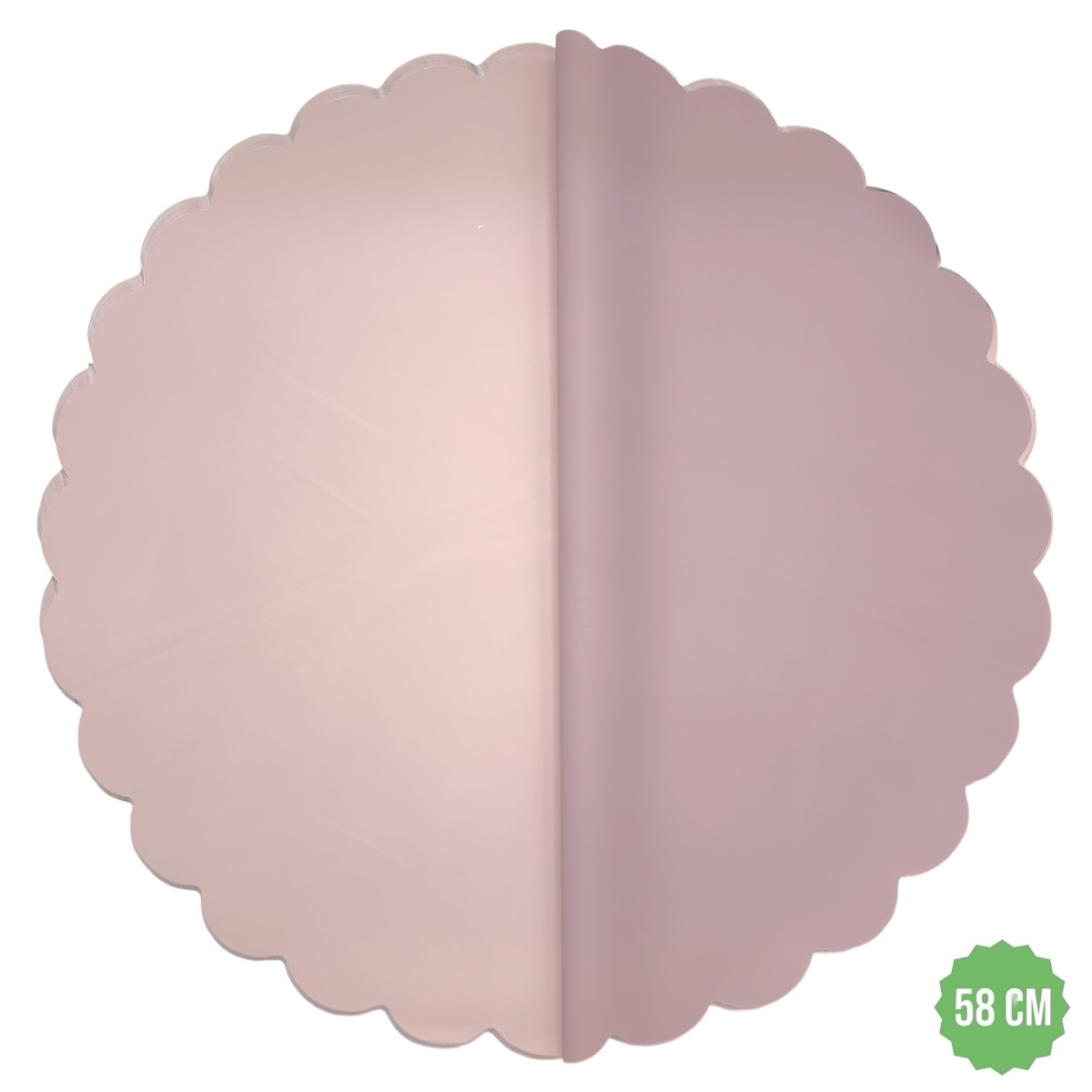 Celofan Rotund Cerat doua Fete 58CM roze prafuit cu roz pal