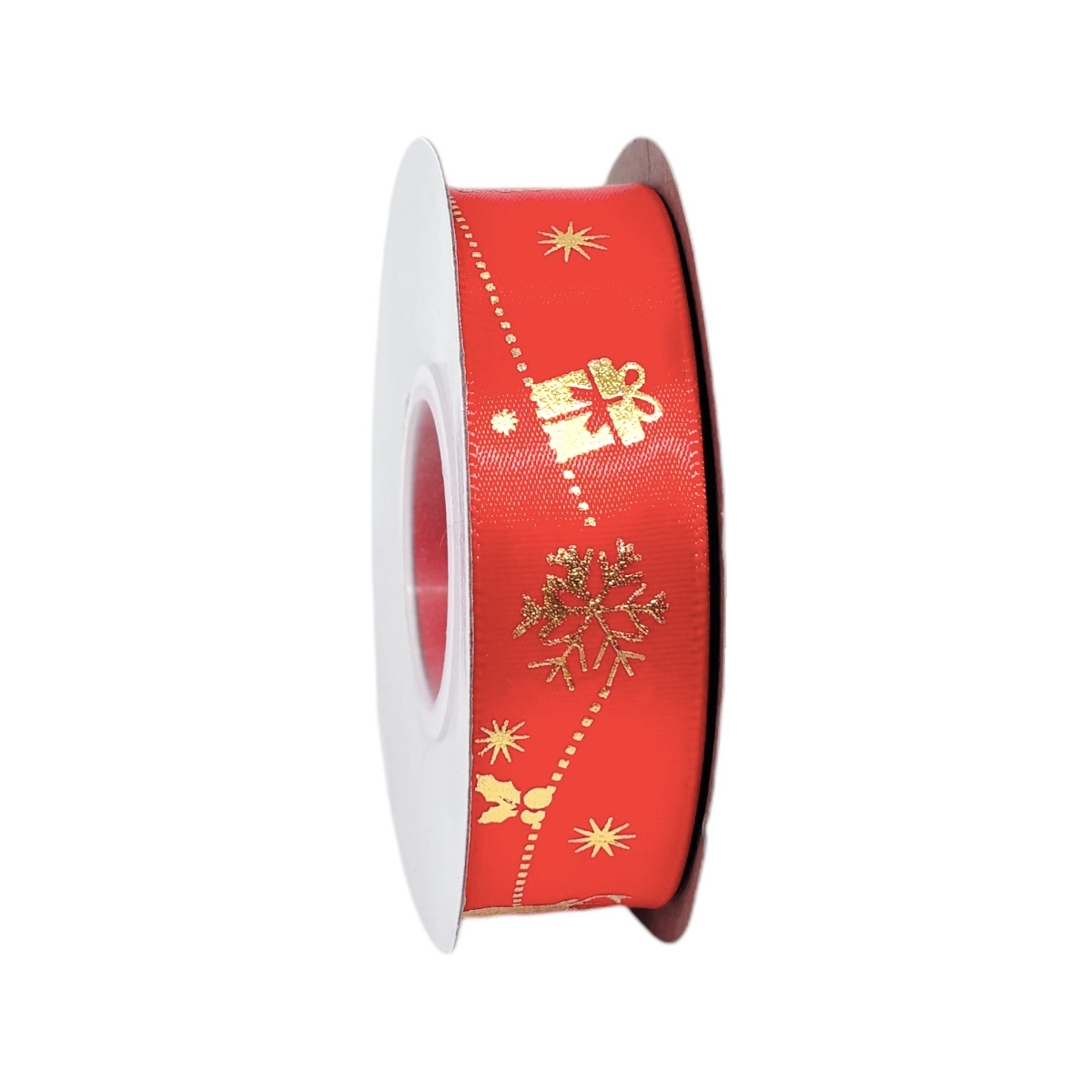 Rola Textila  2.5cm x 23m Merry Christmas si Ghirlanda rosu