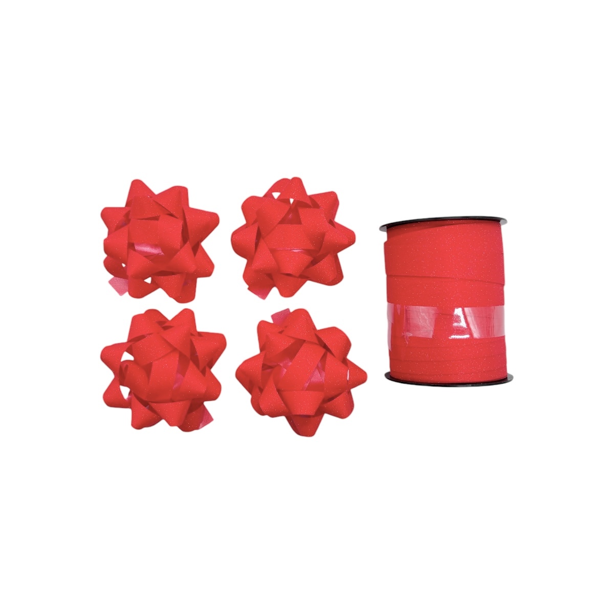 Set 4 Funde 5.5cm cu Adeziv si Rola 10m Rosu Glitter
