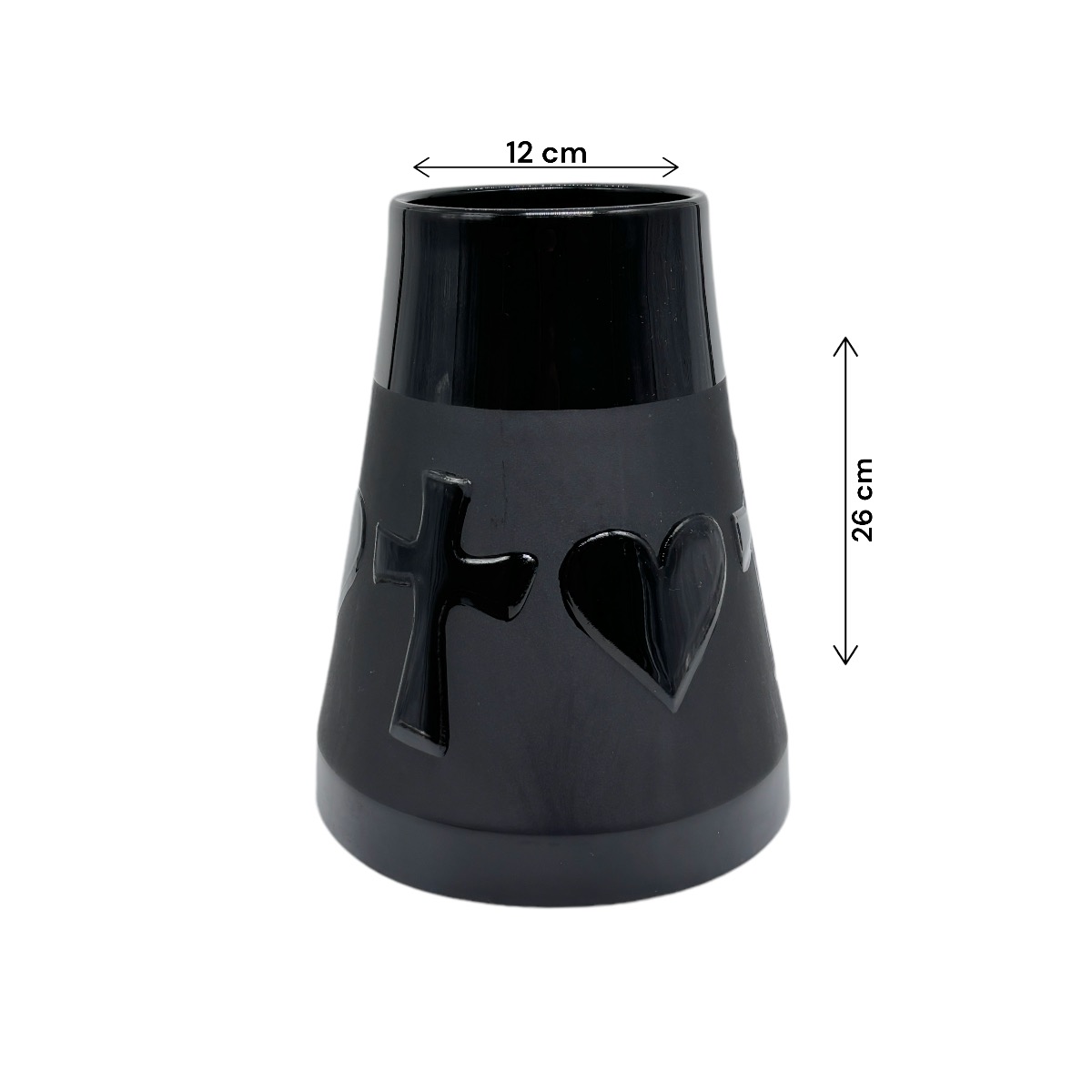 Vaza Plastic Cruce si Inima 12x26 Negru