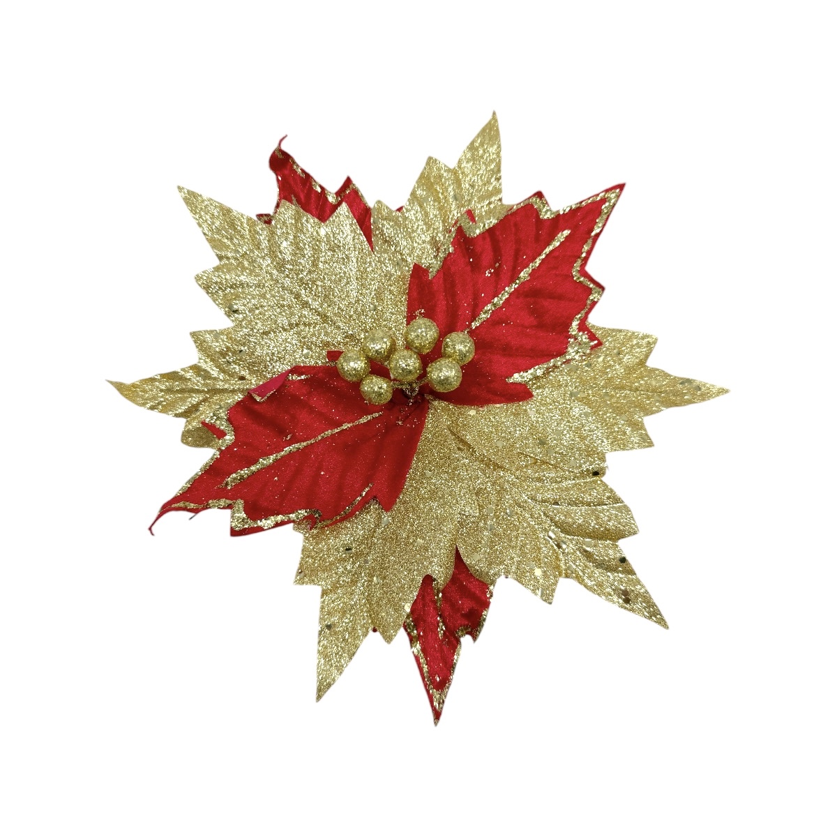 Craciunita Decorativa Rosu cu Auriu Glitter 25cm