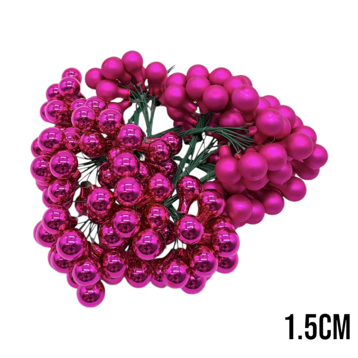 Set 144 Globuri Pe Sarma 1.5cm Fuchsia