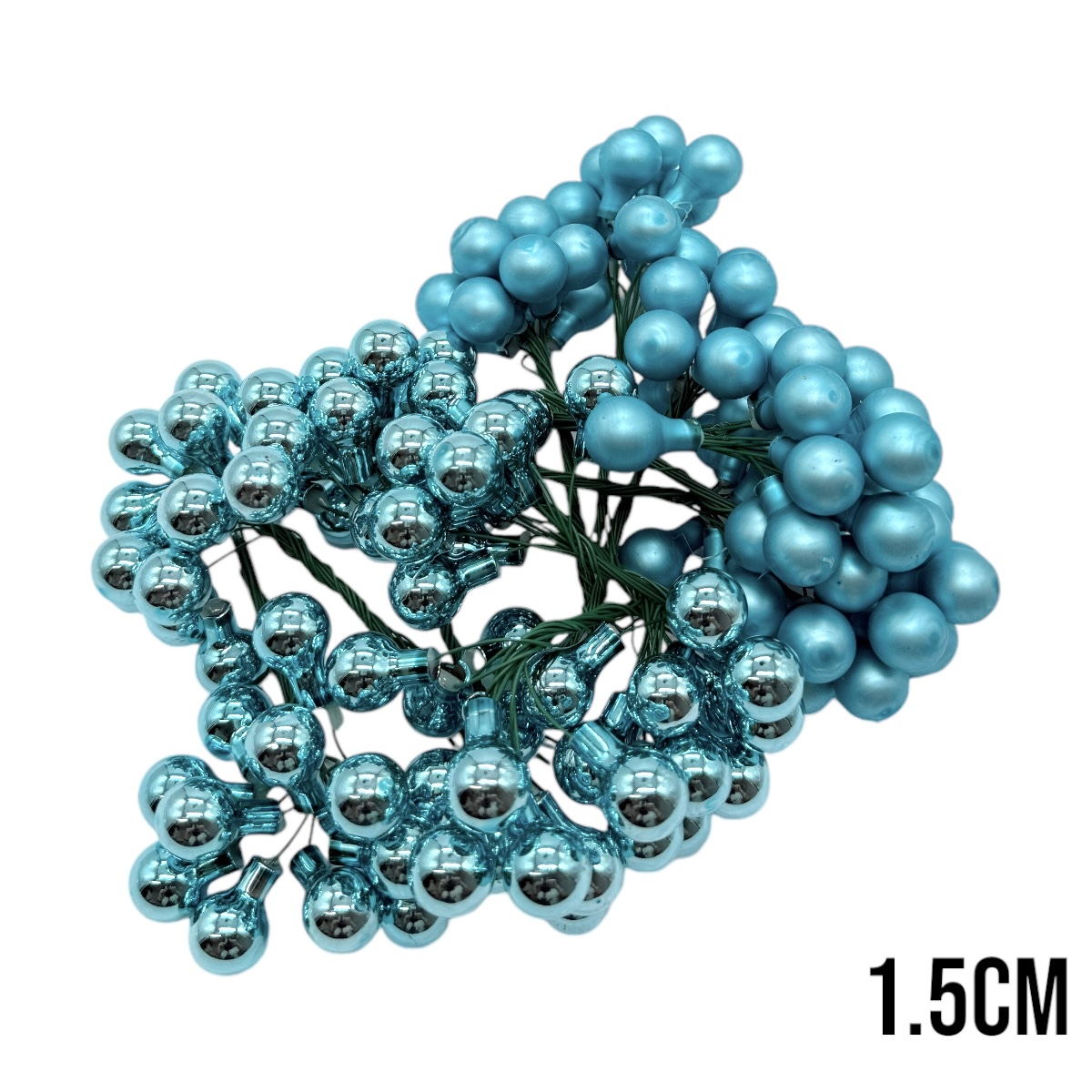 Set 144 Globuri Pe Sarma 1.5cm Turquoise