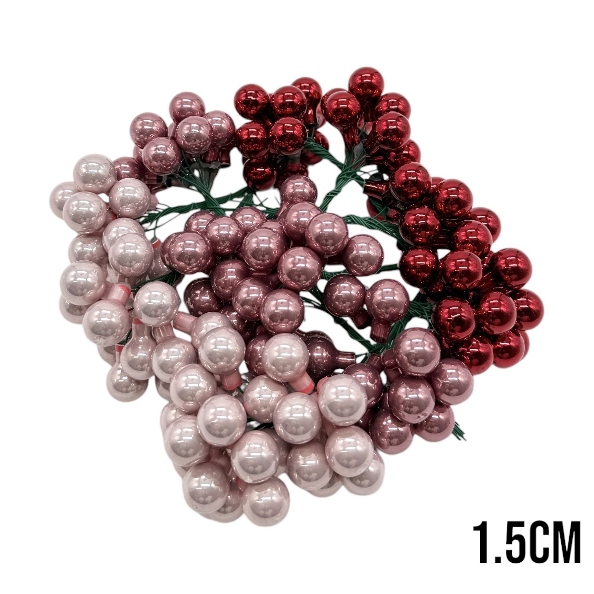Set 144 Globuri Pe Sarma 1.5cm Rosu Roze Roz