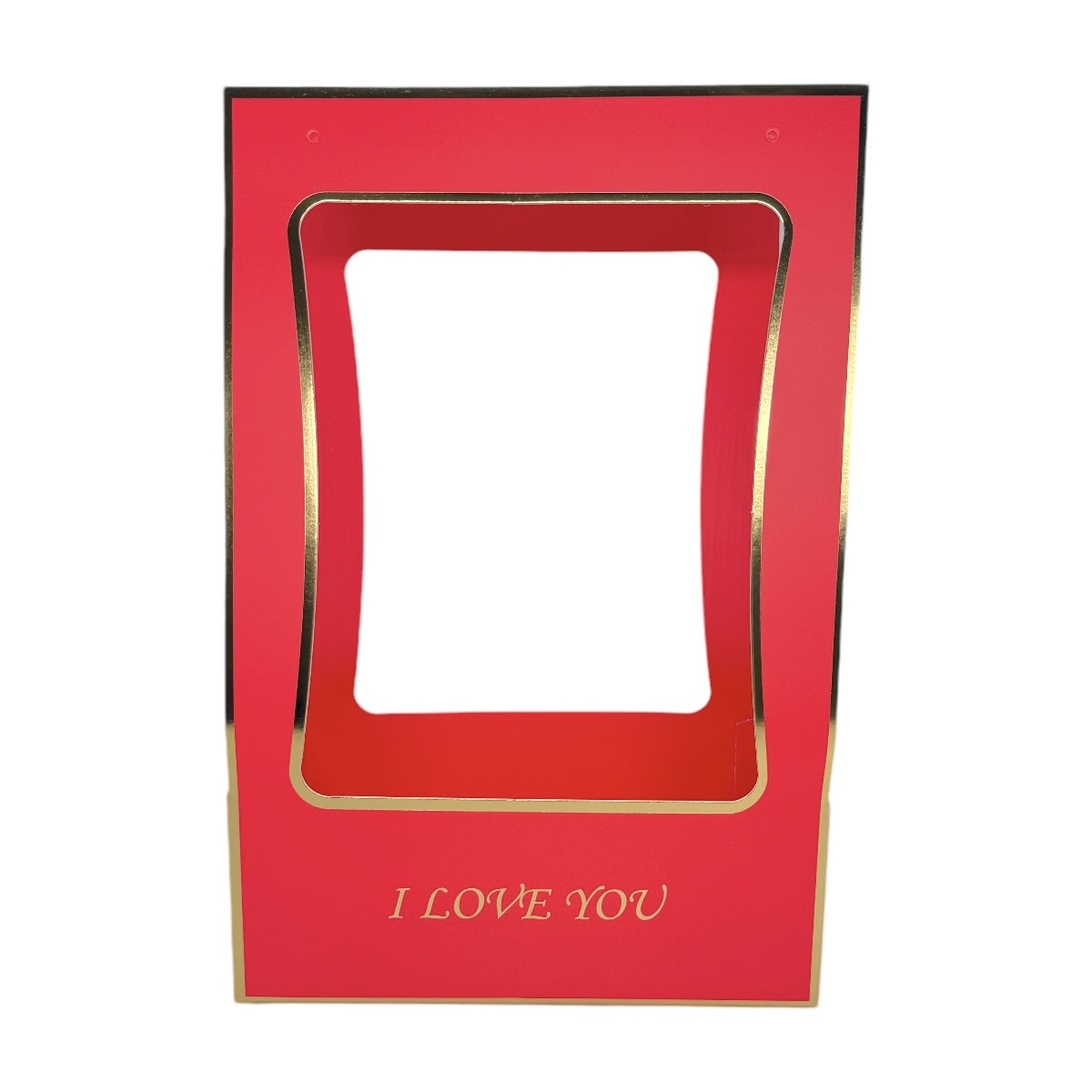 Set 10 Cutii Dreptunghiulare pliabile Tip Sacosa I love You Auriu cu Rosu