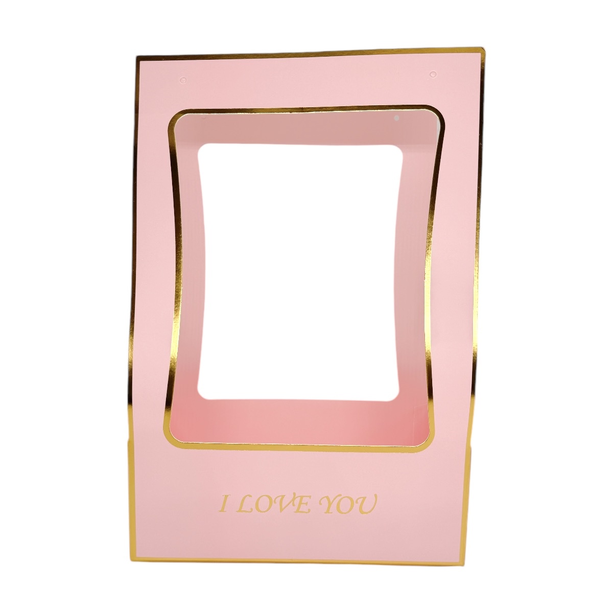 Set 10 Cutii Dreptunghiulare pliabile Tip Sacosa I love You Auriu cu Roz