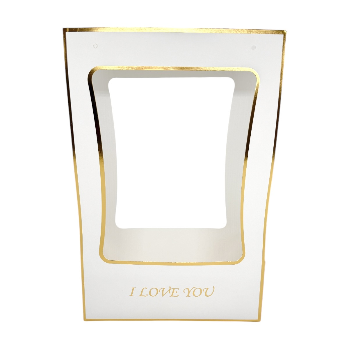 Set 10 Cutii Dreptunghiulare pliabile Tip Sacosa I love You Auriu cu Alb