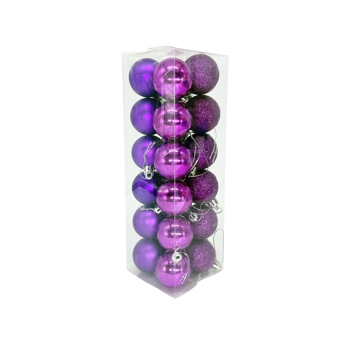 Set 24 Globuri Textura Mixta 4cm Fuchsia