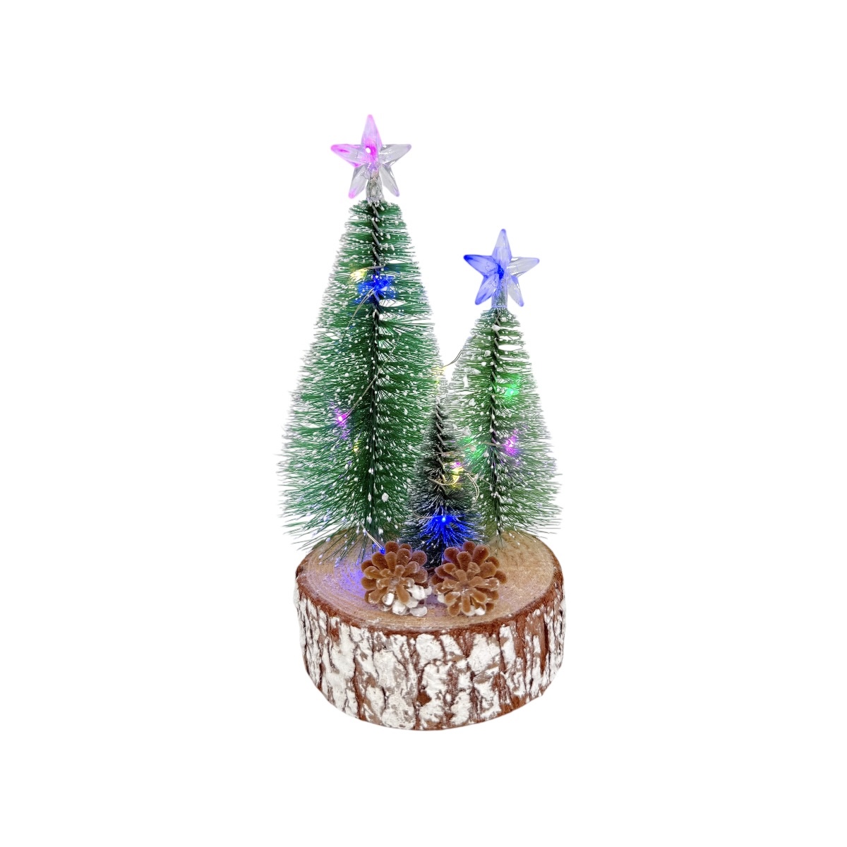 Braduti Decorativi de Craciun cu Led pe Suport din Lemn 16.5