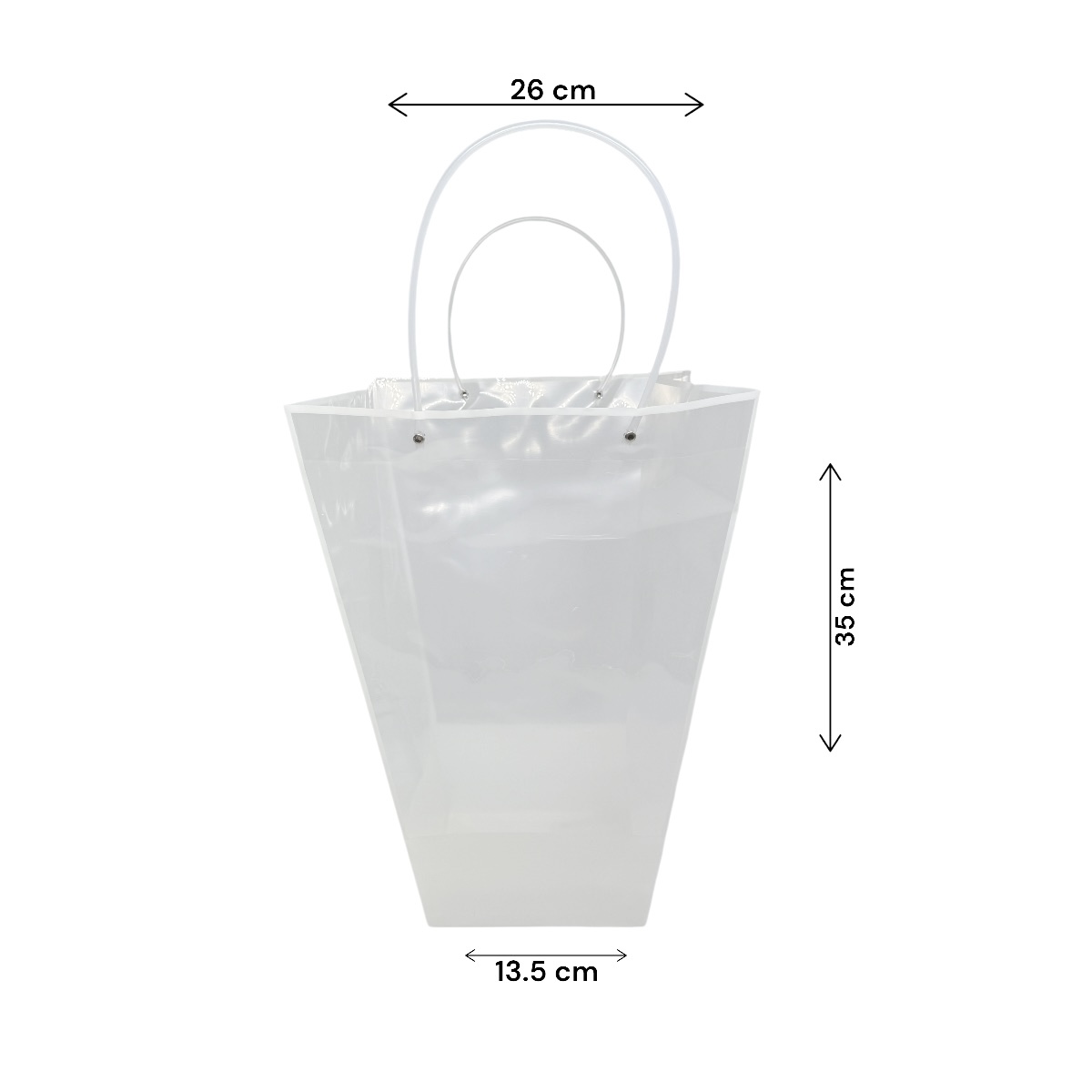 Set 10 Sacose Ghiveci Pliabile Medii din Plastic cu Bordura Alb 35cm