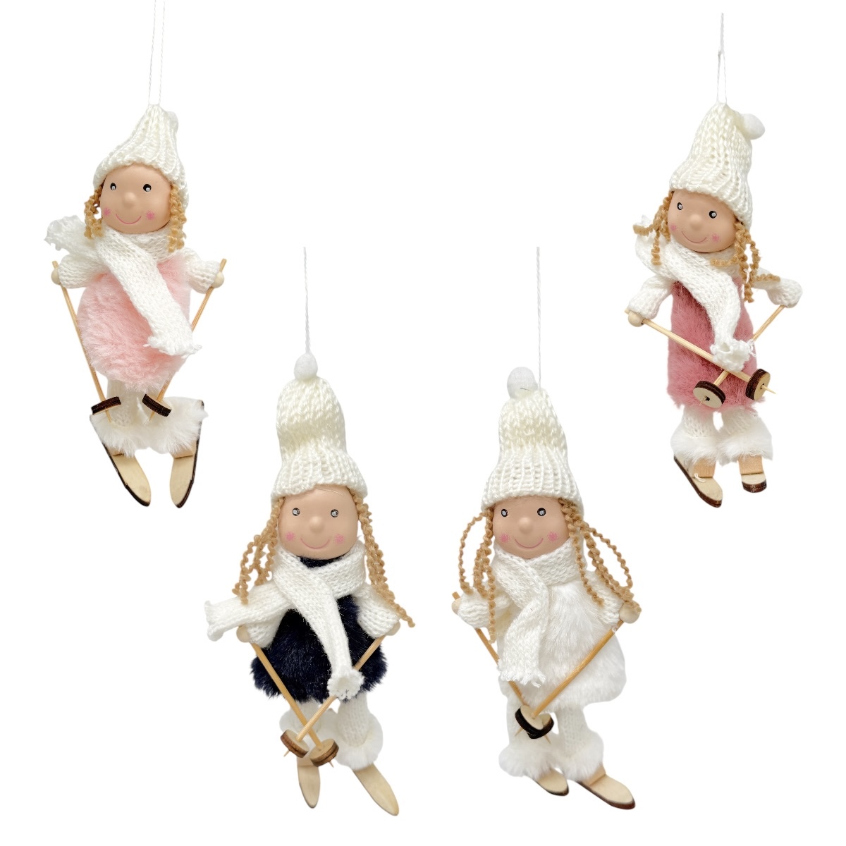 Set 4 Papusele Textile Mixte pe Schiuri