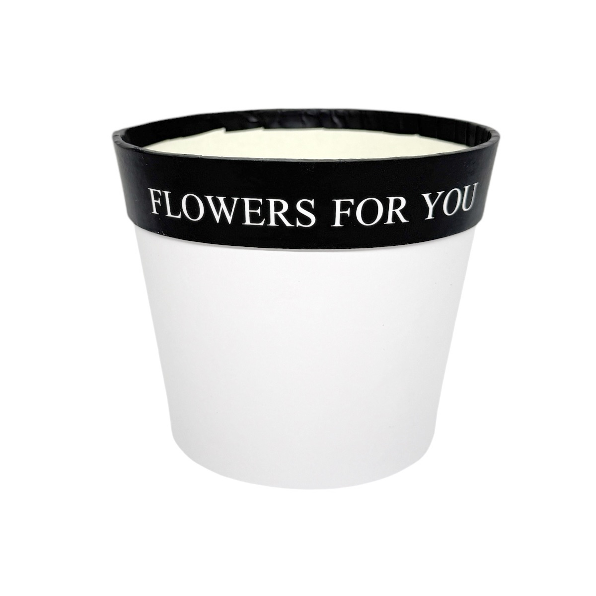 Cutie Conica Mica Fara Capac Flowers For You Alb Negru