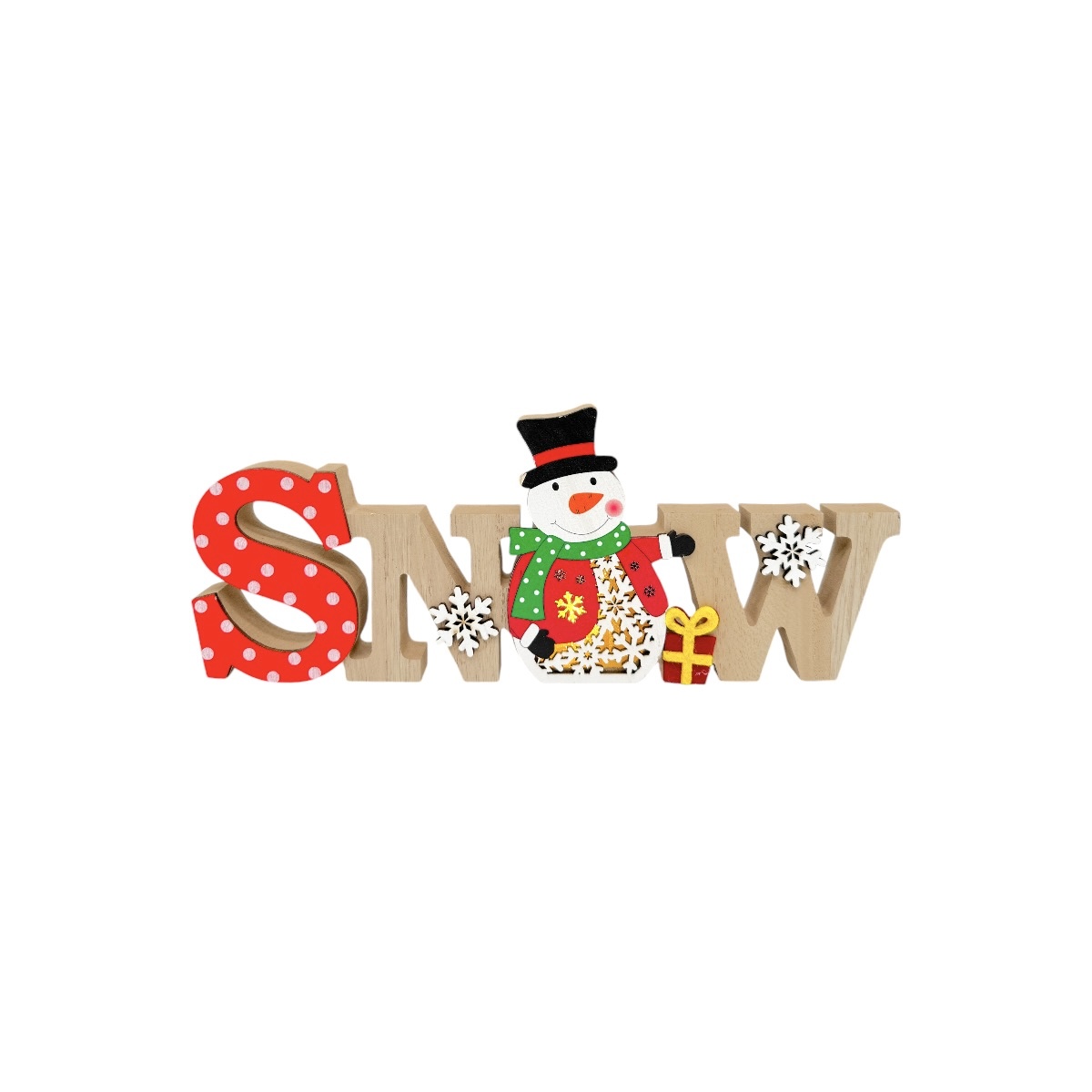 Ornament Lemn cu Leduri Snow