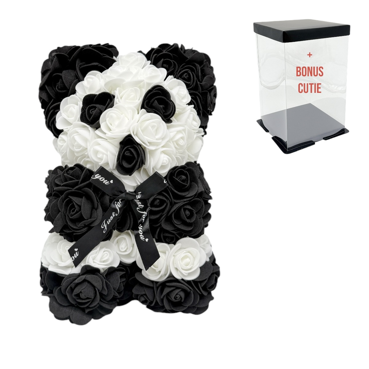 Urs Panda din Spuma 25cm si Cutie Bonus Negru cu Alb