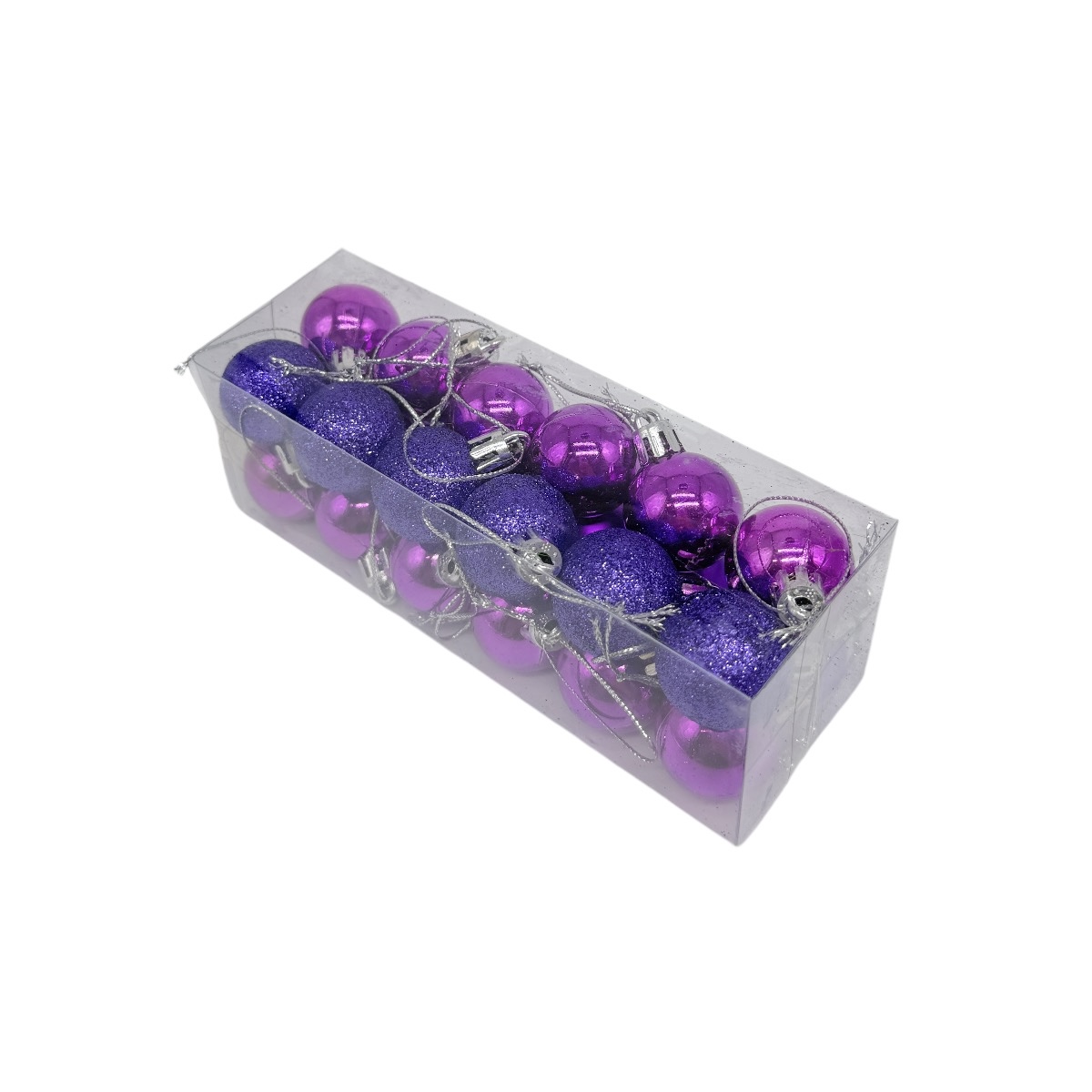 Set 24 Globuri Textura Mixta 3cm Fuchsia