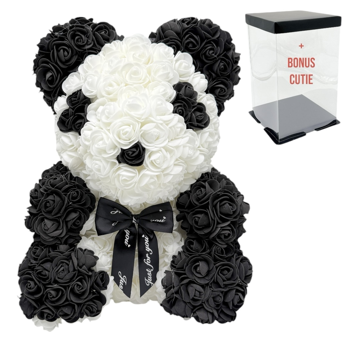 Urs Panda din Spuma 35cm Negru cu Alb