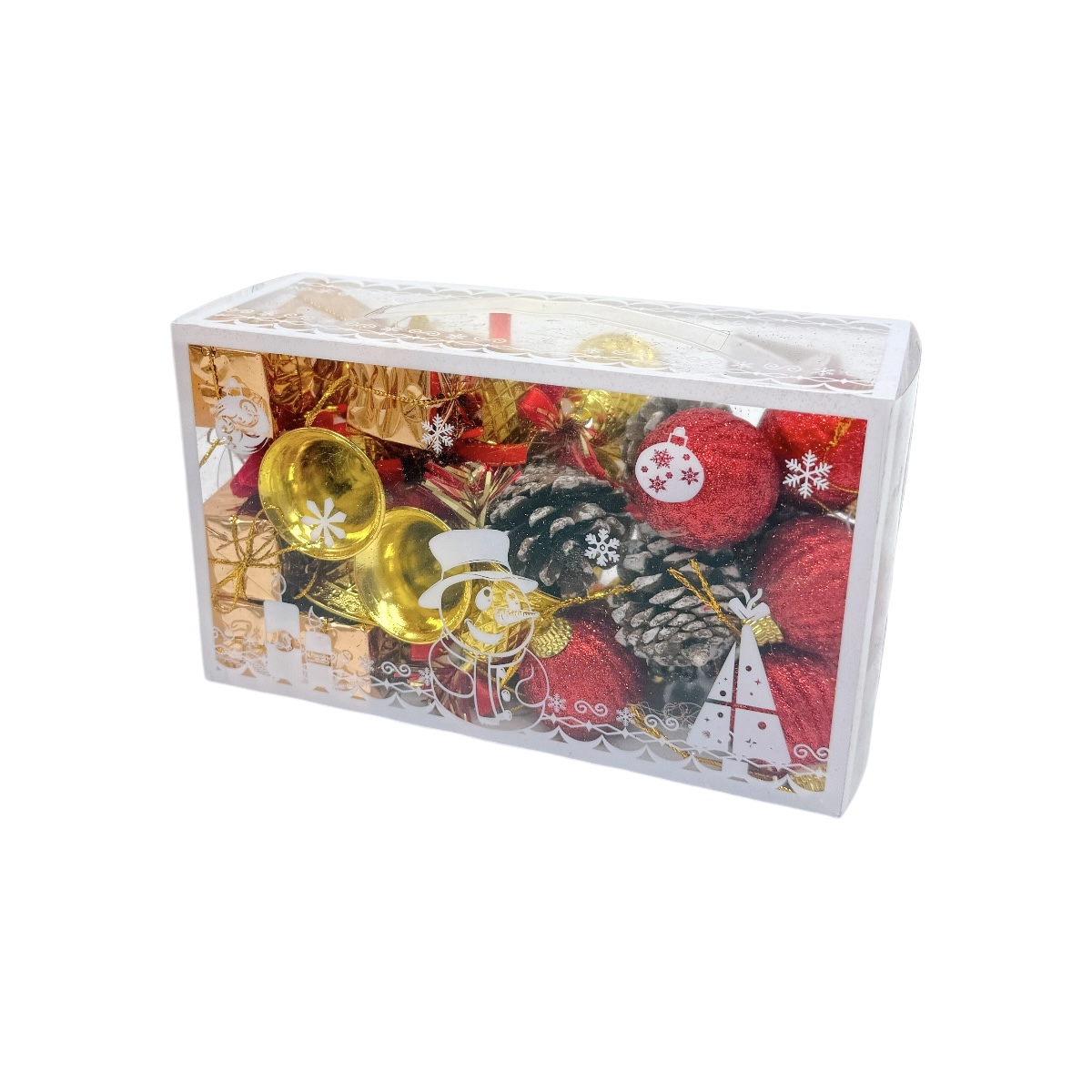 Set mini decoratiuni de craciun mixte auriu cu rosu si conuri