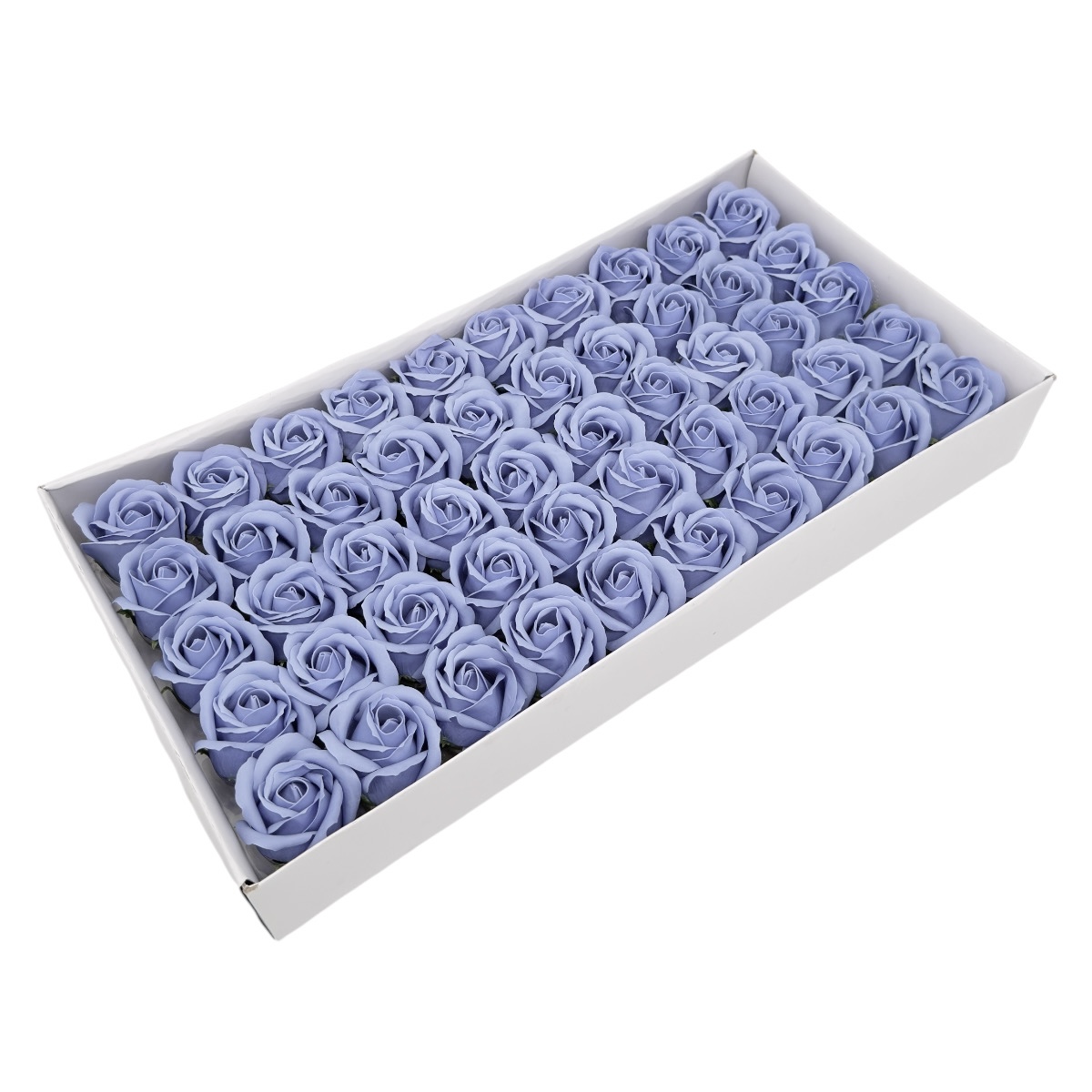 Set 50 trandafiri sapun parfumati, atingere reala, Steel Blue