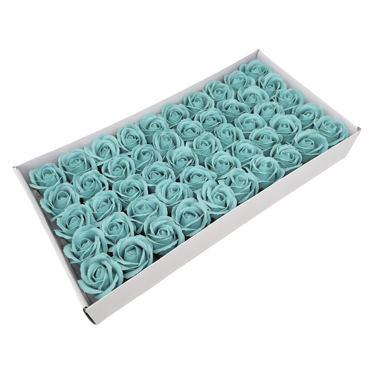 Set 50 trandafiri sapun parfumati, atingere reala, Crystal Turquoise