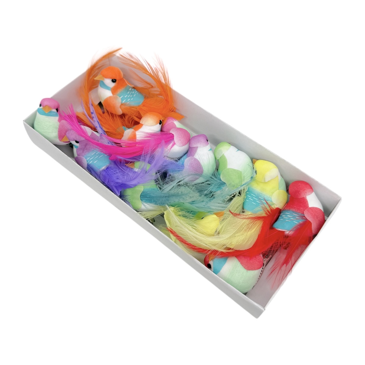 Set 12 Pasarele Premium pe Clips Multicolore cu Pene