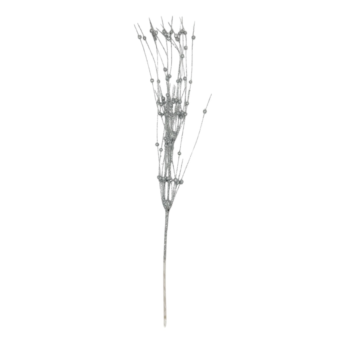 Crenguta Fire Curly cu Bile Sclipici 65cm Argintiu