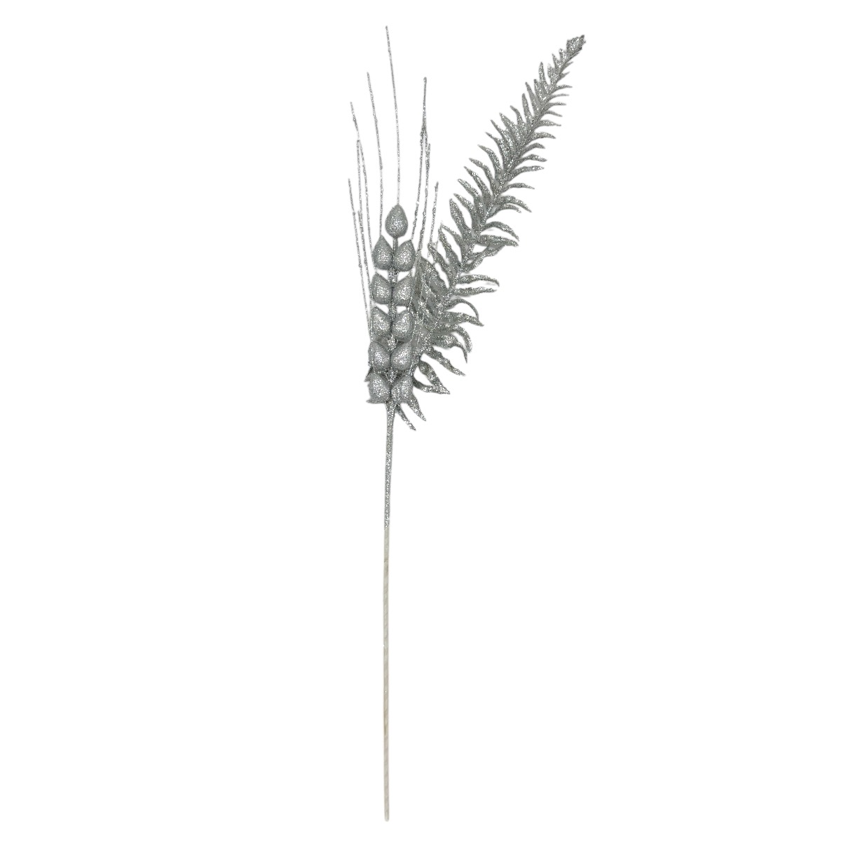 Crenguta Spic Gigant si Feriga Sclipici 65cm Argintiu