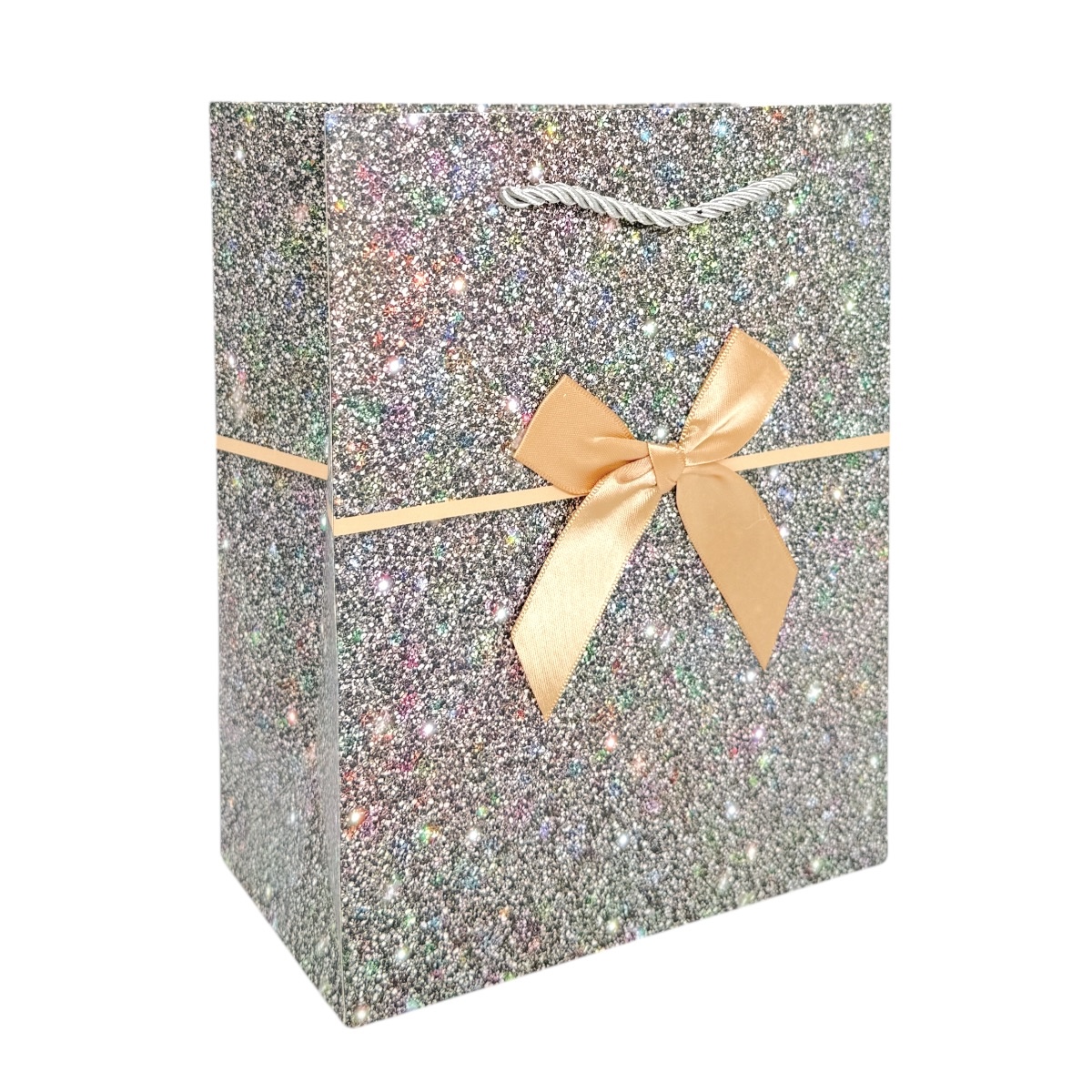 Set 12 Pungi Cadou Efect Sclipici cu Funda Aurie 18x23x10