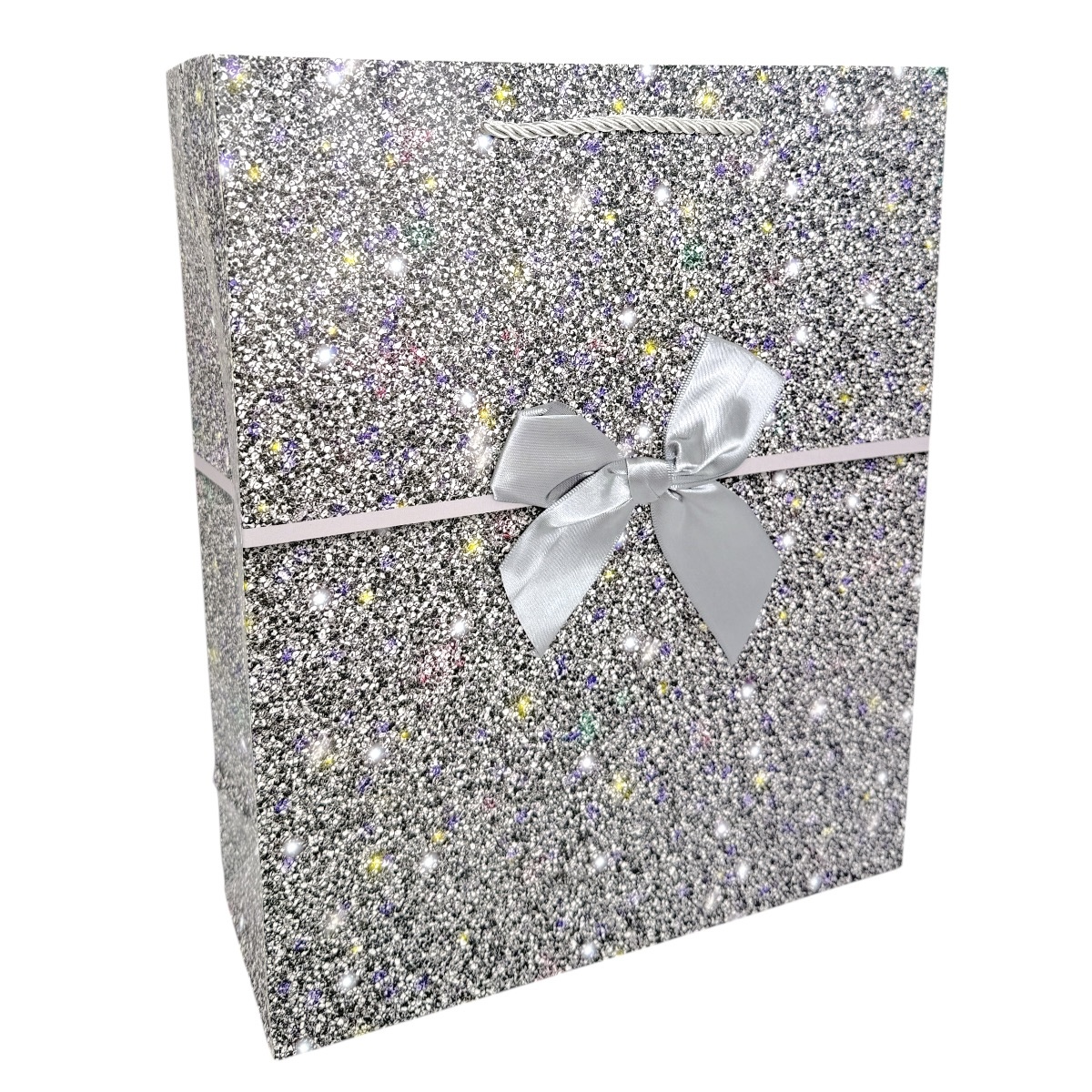Set 12 Pungi Cadou Efect Sclipici cu Funda Gri 26x32x10
