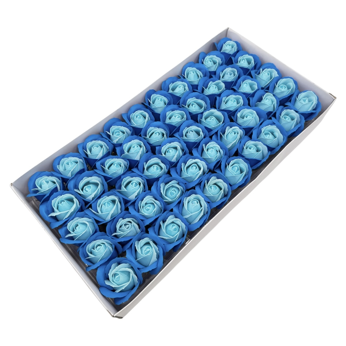 Set 50 trandafiri sapun parfumati atingere reala DUO Albastru Turquoise